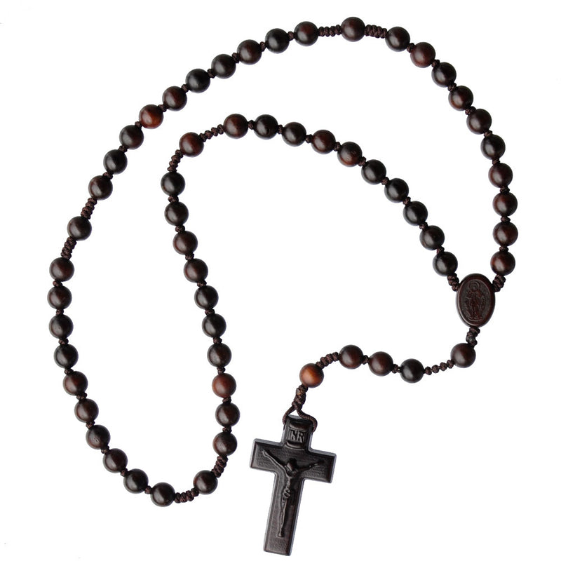 8MM DARK JUJUBE WOOD ROSARY