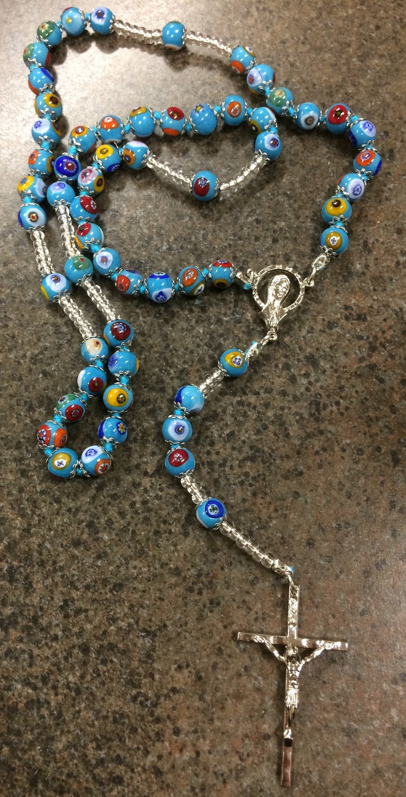 TURQUOISE MURANO KNOT ROSARY