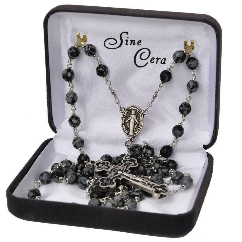 6MM SNOWFLAKE OBSIDIAN ROSARY