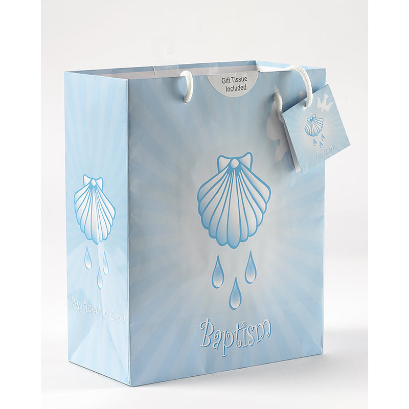 SM BLUE BAPTISM BAG W/TISSUE