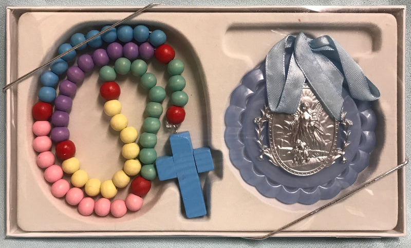 BABY BOY ROSARY-CRIB MEDAL SET