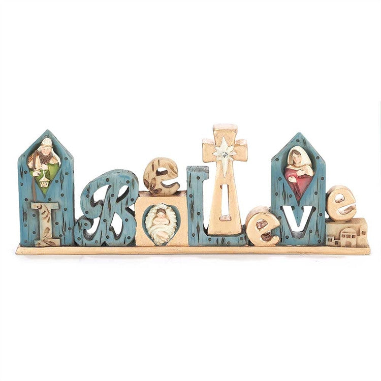 I BELIEVE TABLETOP WOOD FIGURE