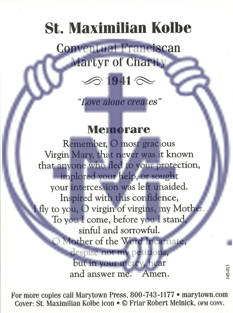 ST MAX KOLBE ICON HOLY CARD
